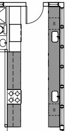 Close up view from above of a Kitchen plan