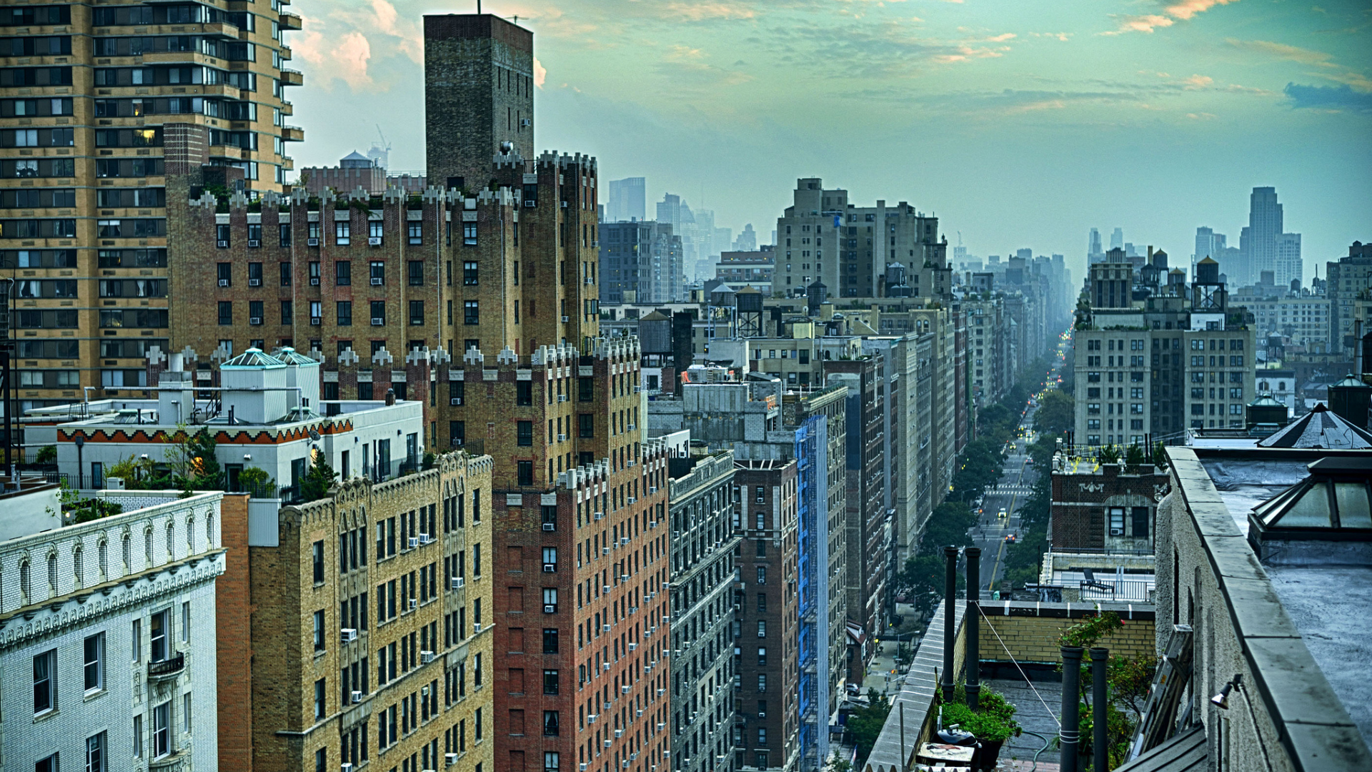 View from a penthouse looking South, down West End Avenue, New York City. 